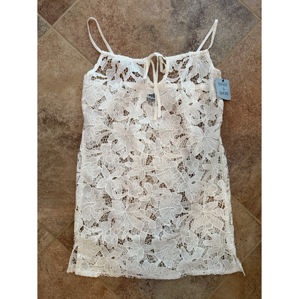 Women's Shade & Shore White Eyelet Lace Floral Cover-Up Dress Size Small NWT